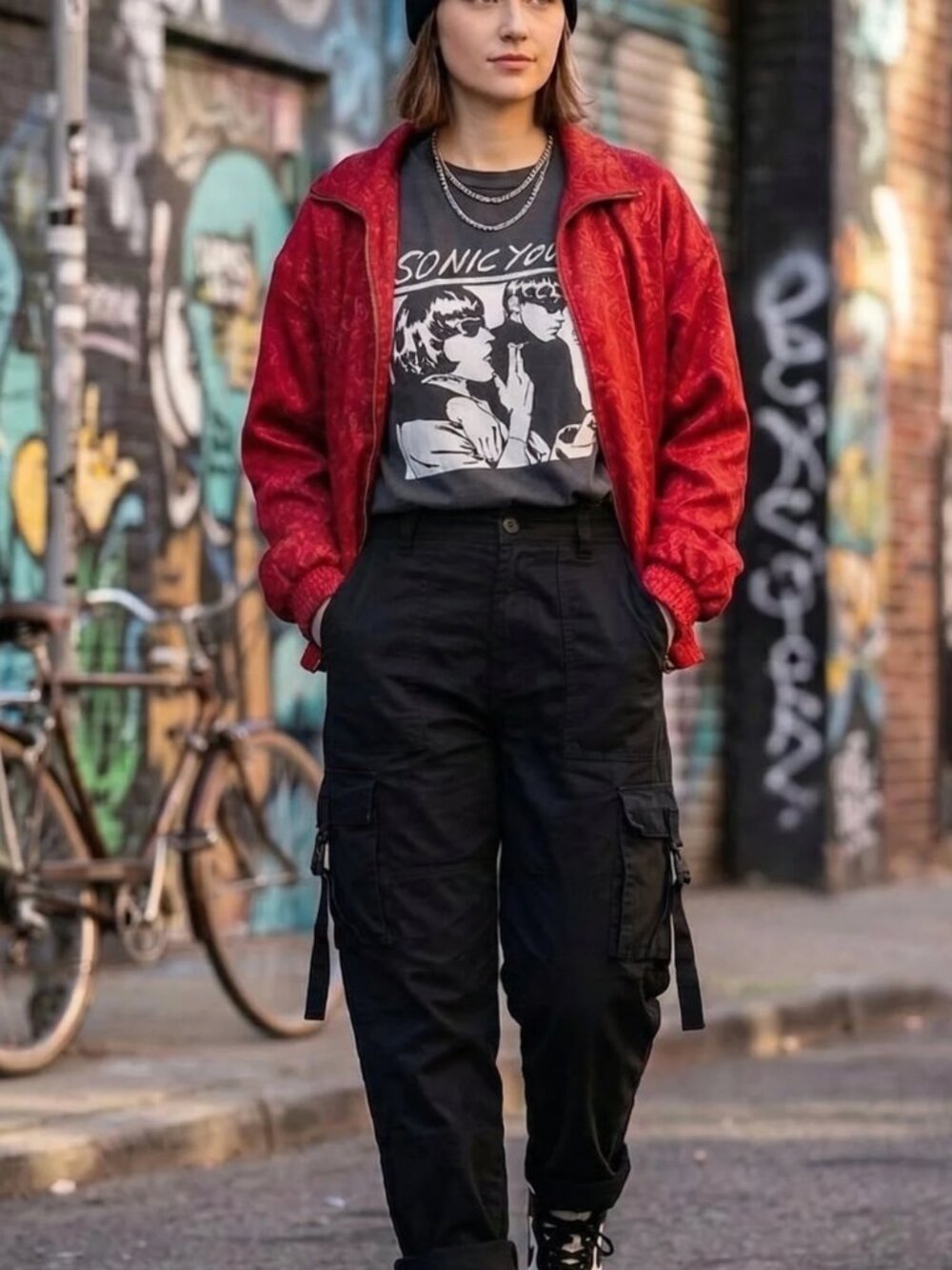 Vintage 90s EVR Red Paisley Windbreaker Jacket Small Streetwear Retro Festival